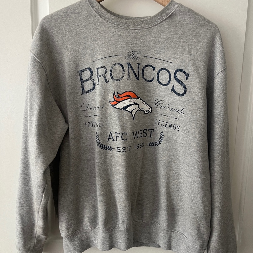 Gray Broncos Vintage Crewneck